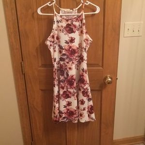 White pink and purple floral dress